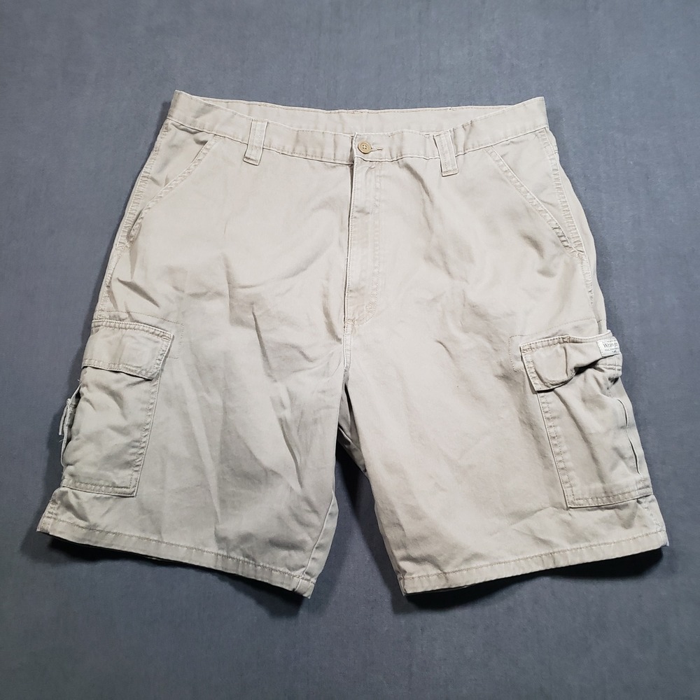 Wrangler Cargo Shorts Mens 40 Tan Khaki Cotton Twill Multi-Pocket Casual 60HROBH